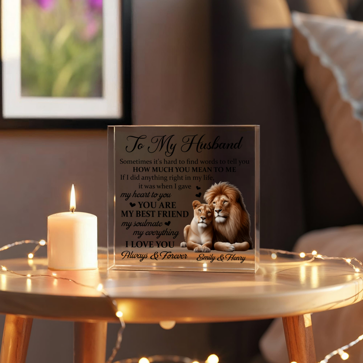 Personalized "To My Husband" Acrylic Block – Custom Romantic Gift for Husband, Anniversary or Engagement Keepsake