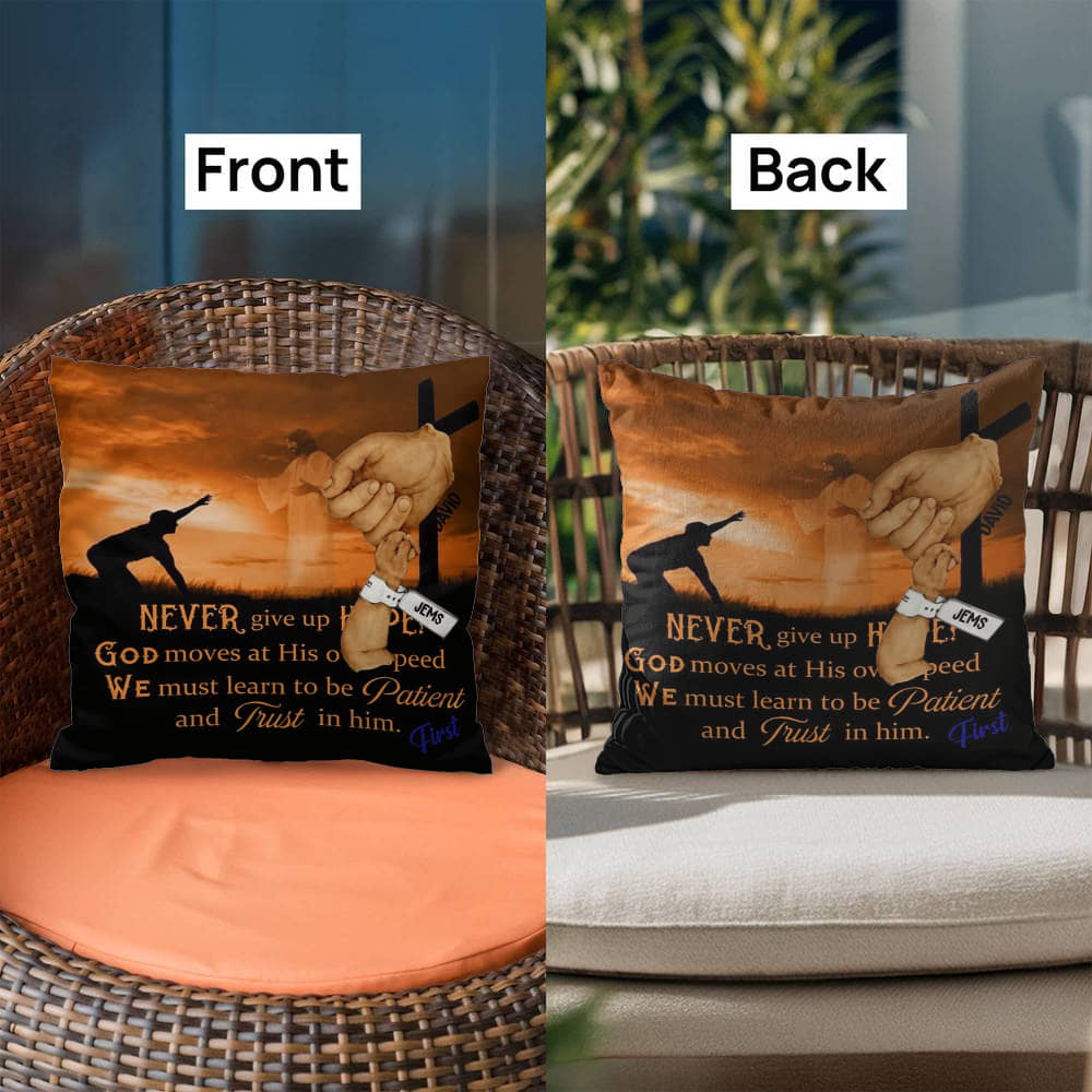 Pillow-Never Give Up Cross x 1 Copy Personalized Happy First Father's Day From Baby Pillow !!