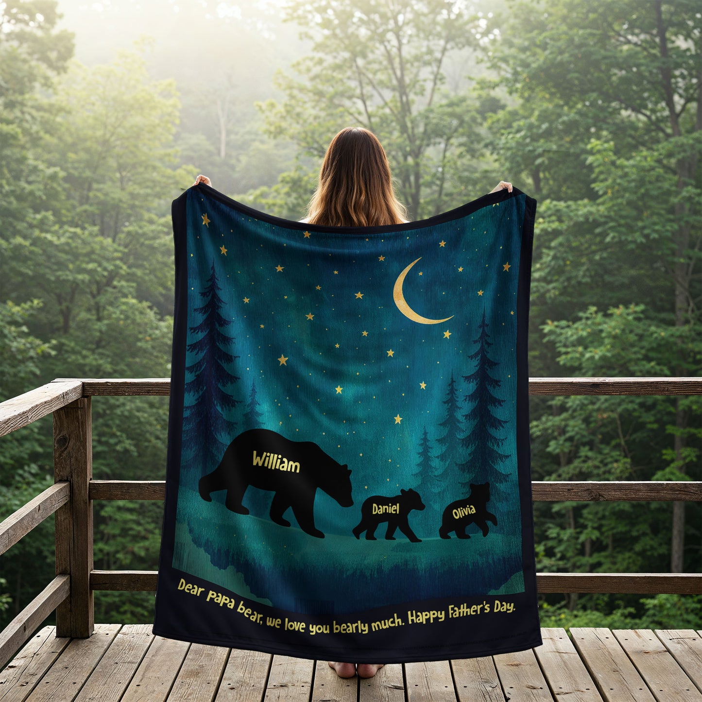 Father's Day Gift Ideas, Personalized Gift For Father, Custom Papa Bear Blanket !