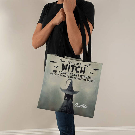 Personalized Witch Tote Bag – Custom Name Halloween Gothic Tote with Funny Quote !