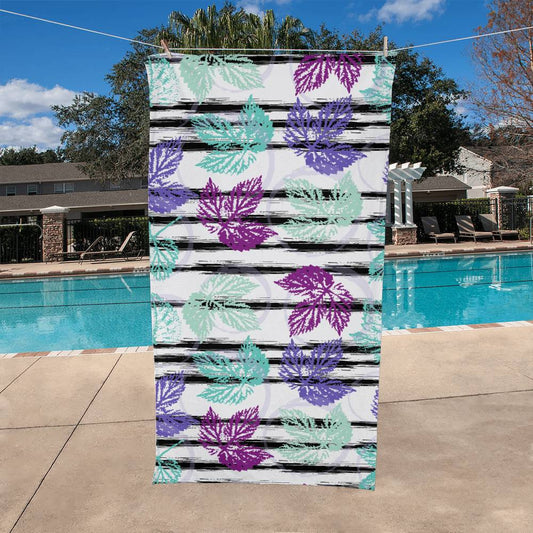 Beach Towel-Flower Pattern with Leaves - YERTIZZ.COM