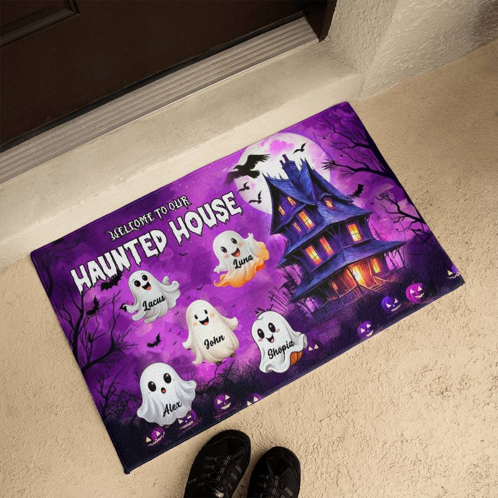 Welcome to Our Haunted House: A Spooky Family Greeting Mat !