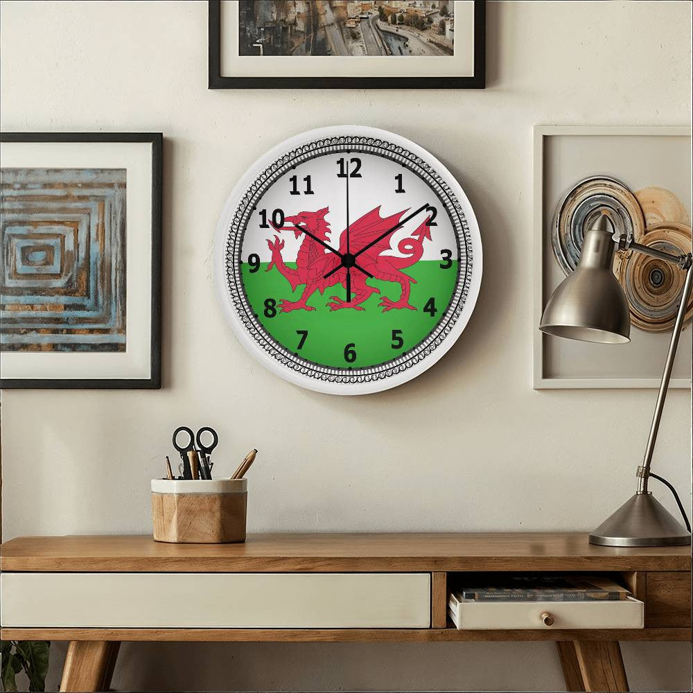 Welsh Dragon-Wooden Frame 10inch Wall Clock