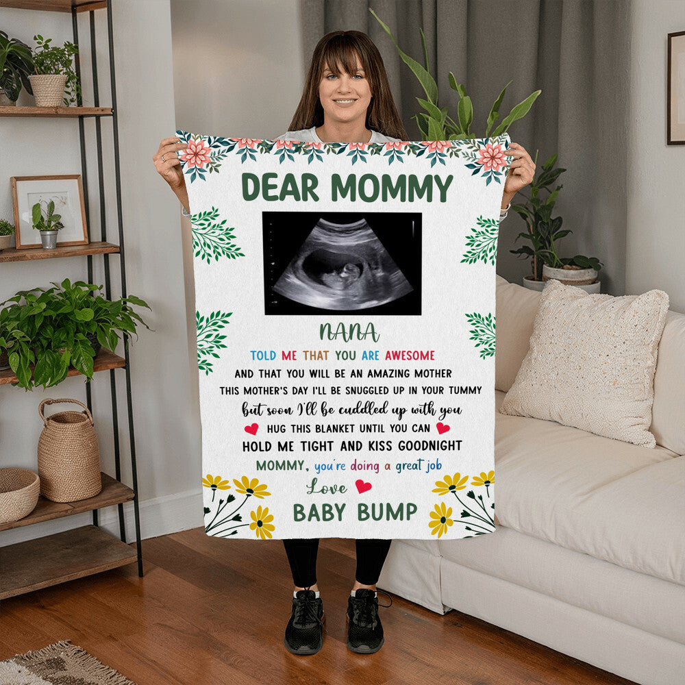 Custom Mommy Blanket – Personalized Baby Blanket for Moms-to-Be, First-Time Moms & Pregnancy Gifts for Mother’s Day