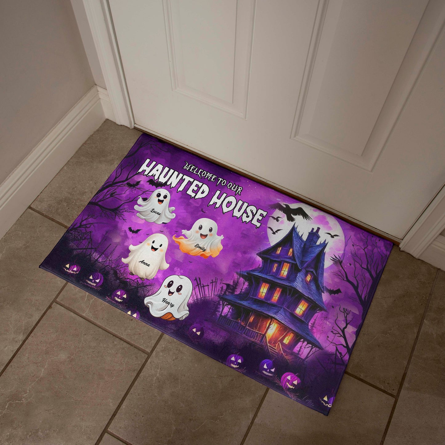 Welcome to Our Haunted House: A Spooky Family Greeting Mat !