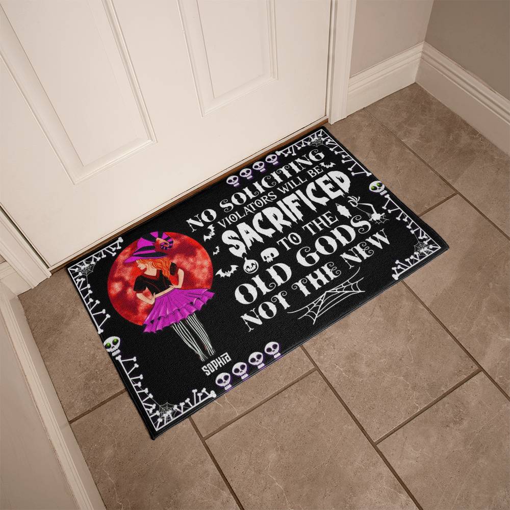 Halloween Sacrificed Doormat – Personalized Spooky Welcome Mat with Bats