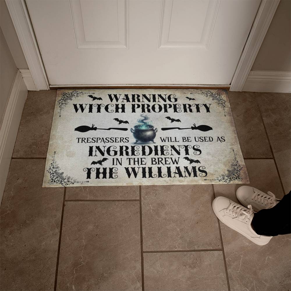 Warning Witch Property ! Halloween Welcome Mat