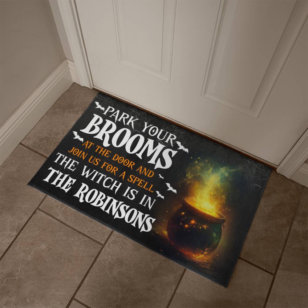 Park Your Brooms - Halloween Welcome Mat