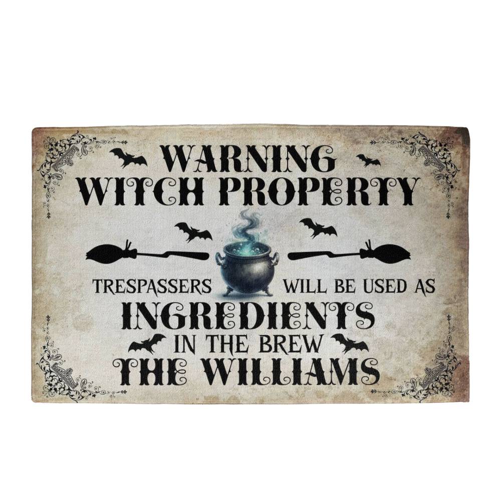 Warning Witch Property ! Halloween Welcome Mat