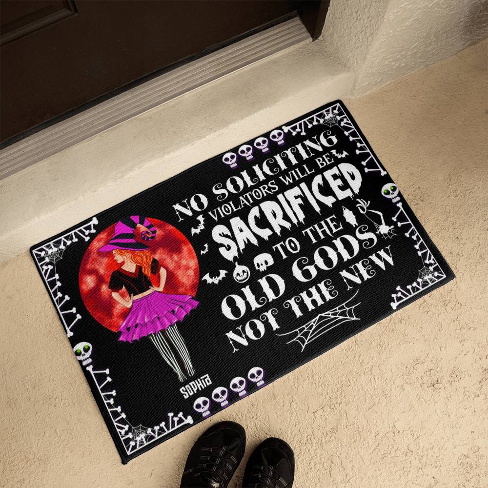 Halloween Sacrificed Doormat – Personalized Spooky Welcome Mat with Bats
