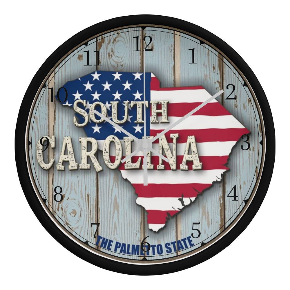 Palmetto State-South Carolina-Wooden Frame 10inch Wall Clock