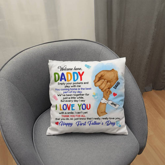 Personalized Happy First Father's Day From Baby Pillow !