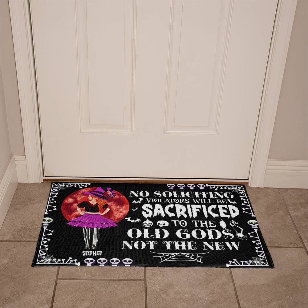 Halloween Sacrificed Doormat – Personalized Spooky Welcome Mat with Bats