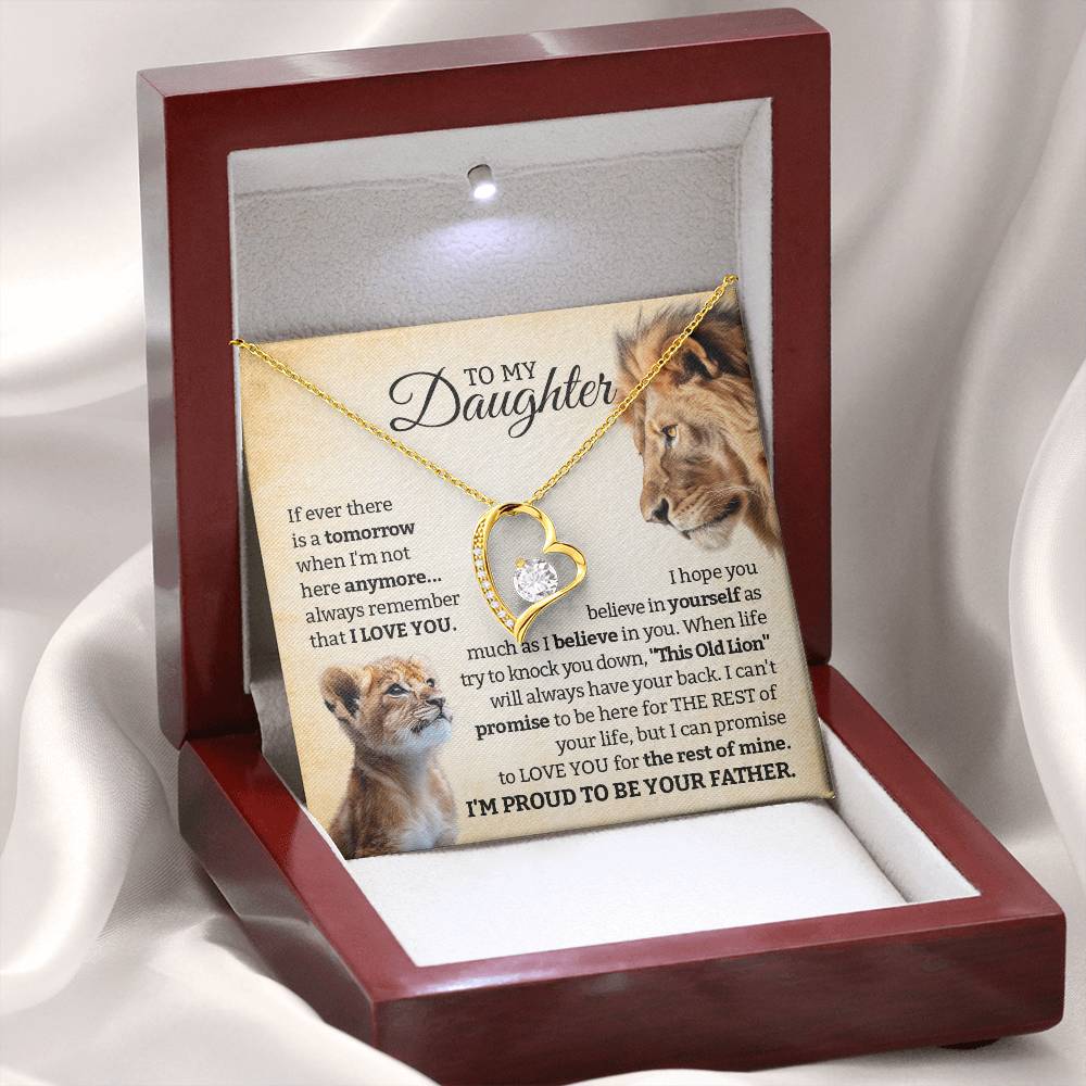 To My Daughter – Lion Father Forever Love Necklace, Proud Dad Gift, Inspirational Jewelry from Father to Daughter