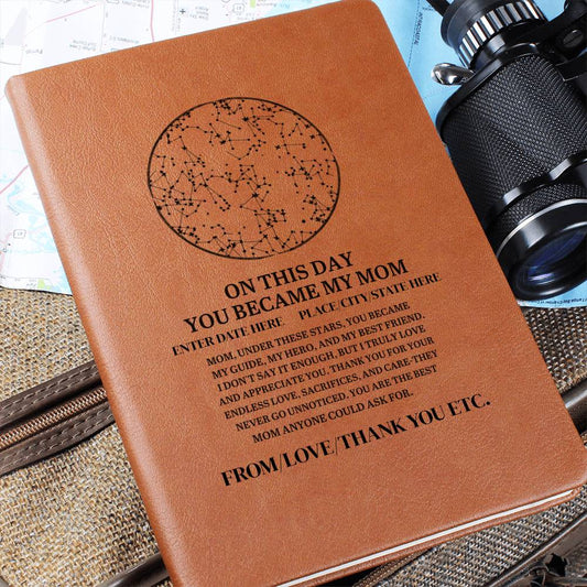 On This Day You Became My Mom, Leather Graphic Journal Gift