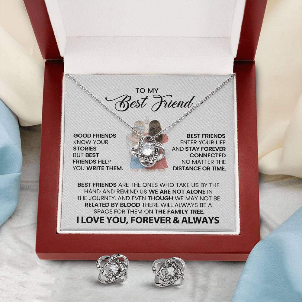 Love Knot Earrings With Necklace Set To Best Friend