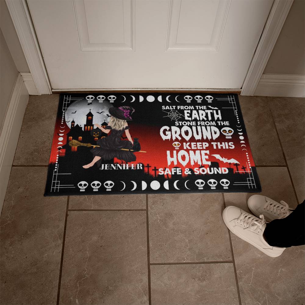 Haunted House Halloween Doormat – Spooky ‘Keep This Home Safe & Sound’ Design
