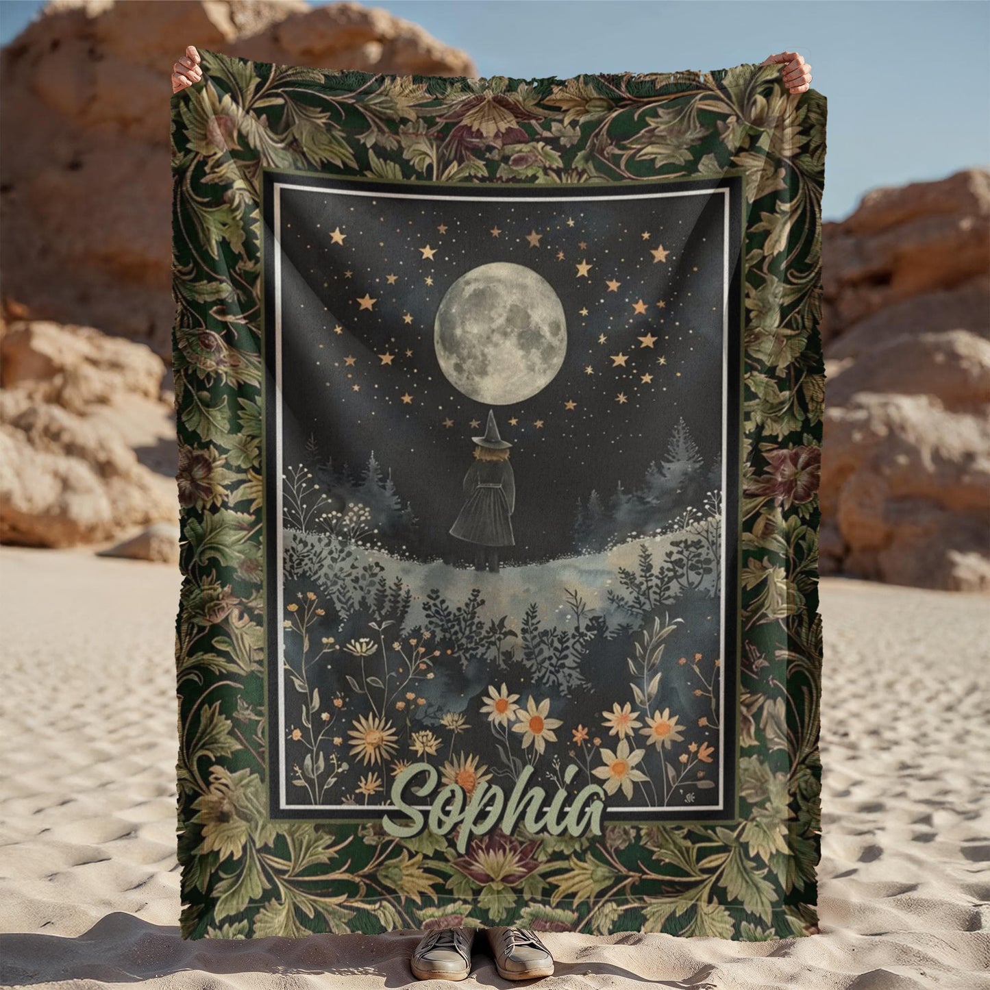 Witches Under the Moon Blanket – Mystical Halloween Starry Night Throw !