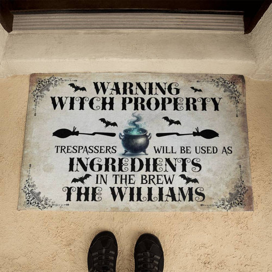 Warning Witch Property ! Halloween Welcome Mat
