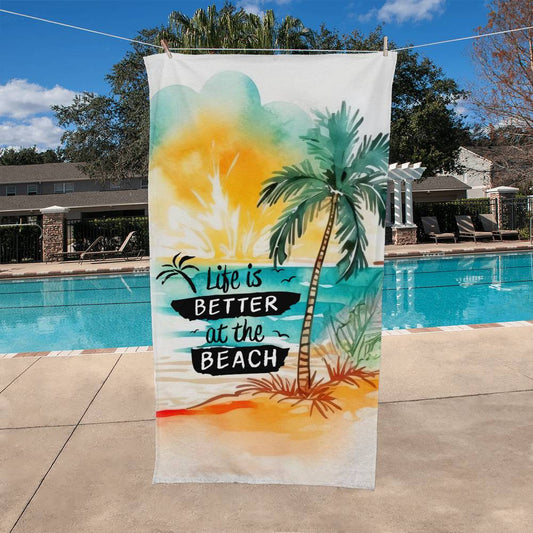 Beach Towel-Life Is Better On The Beach with Palm Tree - YERTIZZ.COM