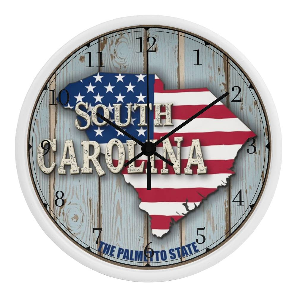 Palmetto State-South Carolina-Wooden Frame 10inch Wall Clock