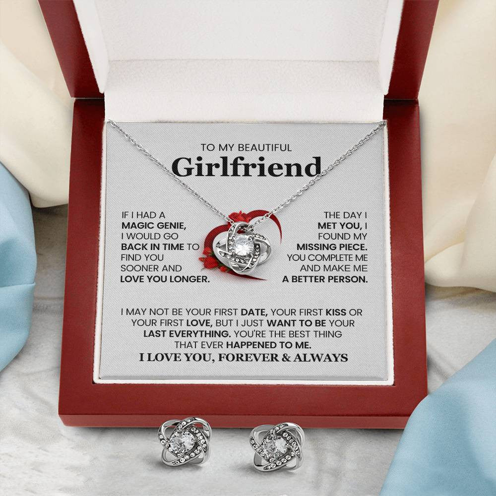 Love Knot Necklace and Earrings-To My Beautiful Girlfriend