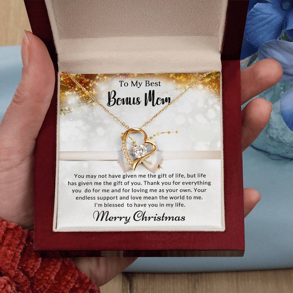 To My Best Bonus Mom - Christmas Gift - Forever Love Necklace