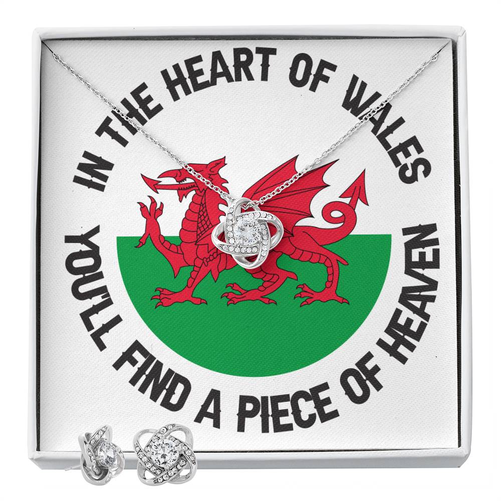 Love Knot Necklace And Earrings Set, In The Heart Of Wales, Welsh Gifts - YERTIZZ.COM