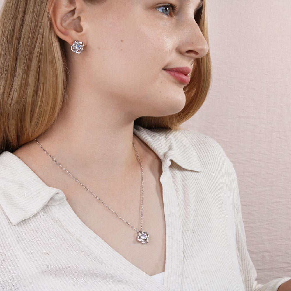 Love Knot Necklace And Earrings Set, In The Heart Of Wales, Welsh Gifts - YERTIZZ.COM