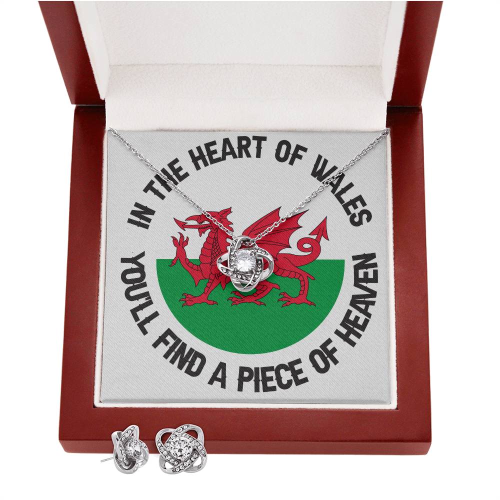 Love Knot Necklace And Earrings Set, In The Heart Of Wales, Welsh Gifts - YERTIZZ.COM