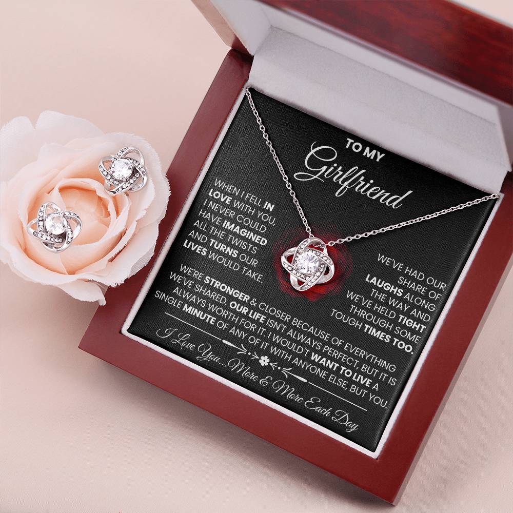 Love Knot Necklace Earring Set, To My Girlfriend, I Love You, Valentine's Day - YERTIZZ.COM
