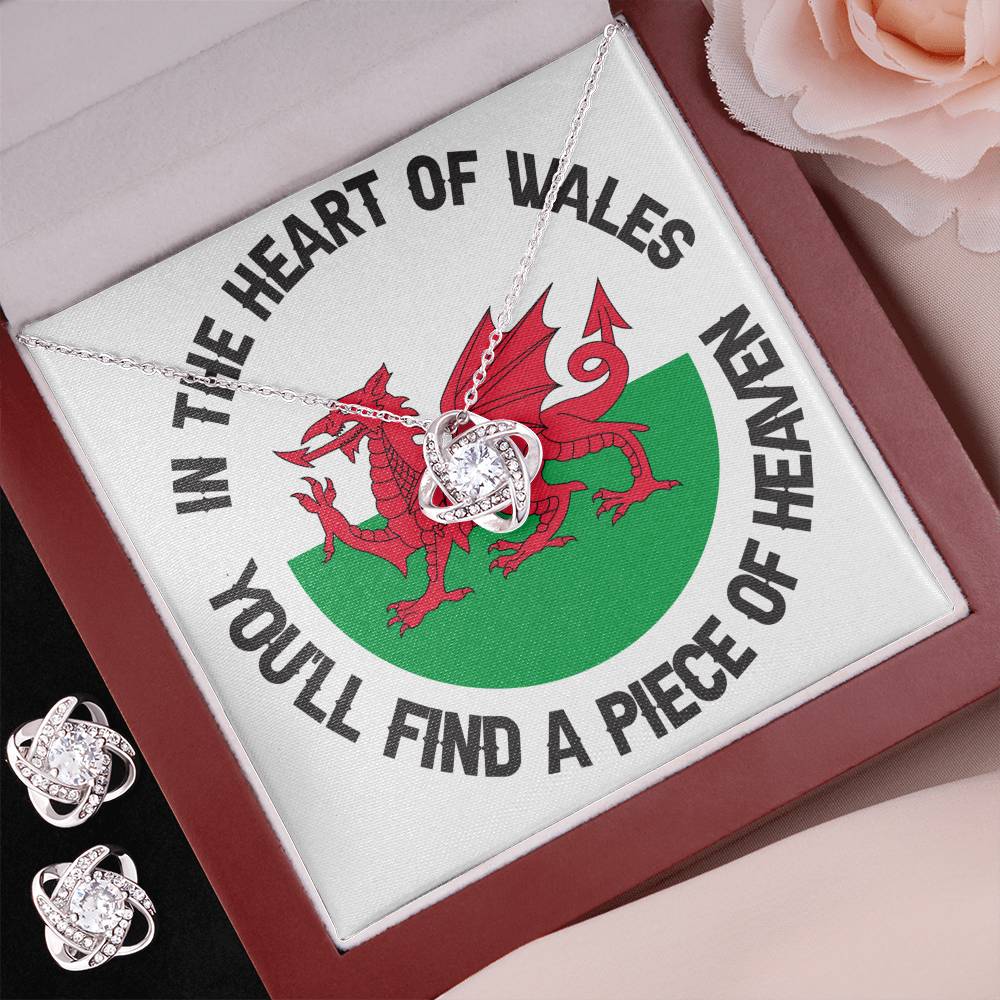 Love Knot Necklace And Earrings Set, In The Heart Of Wales, Welsh Gifts - YERTIZZ.COM