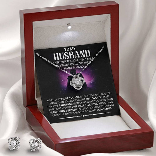 Love Knot Necklace Earring Set, To My Husband, Valentine's Day - YERTIZZ.COM