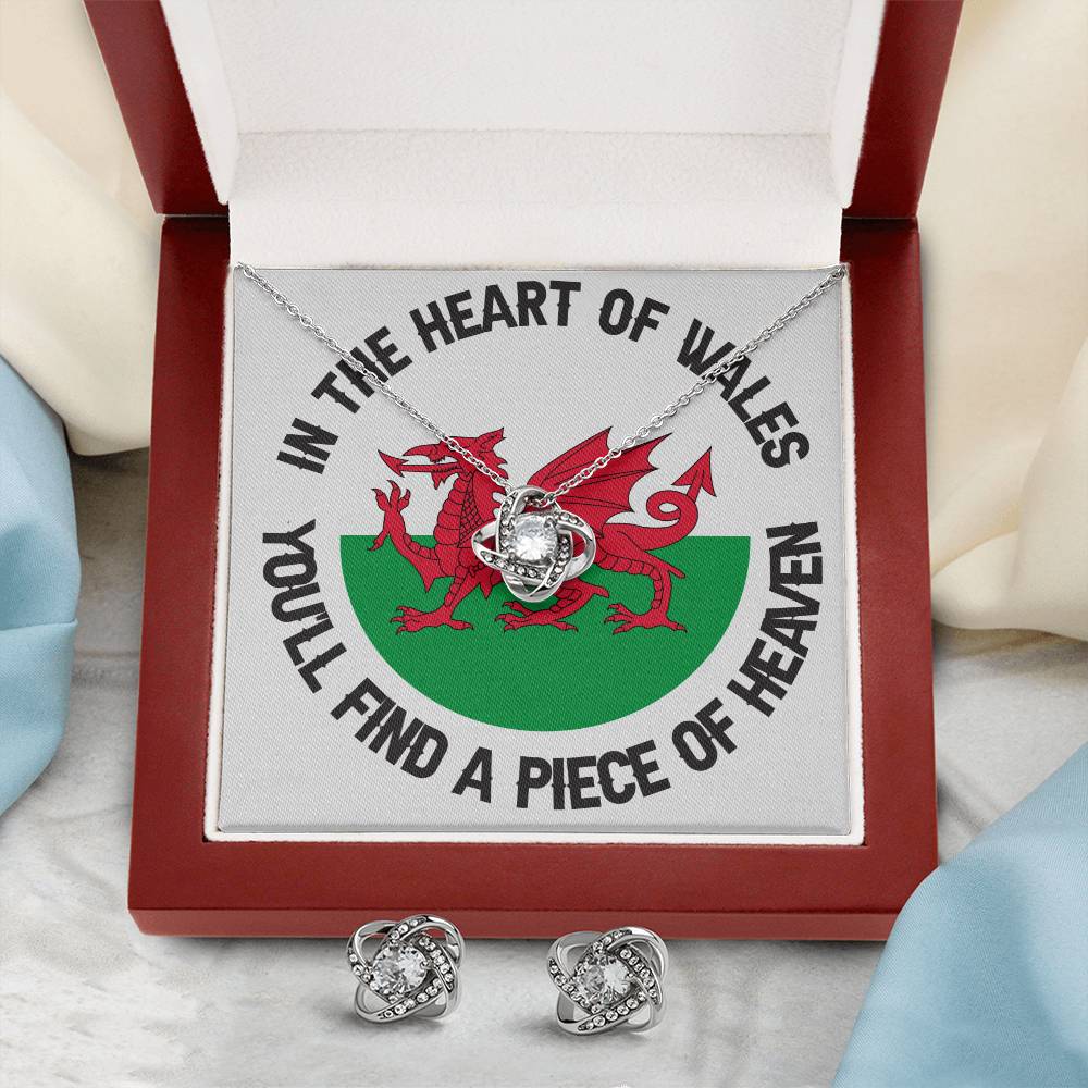 Love Knot Necklace And Earrings Set, In The Heart Of Wales, Welsh Gifts - YERTIZZ.COM