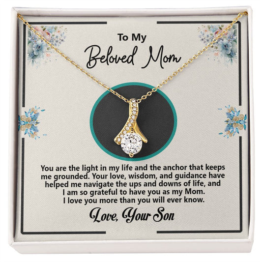 To My Beloved Mom, Love Your Son, Alluring Beauty Necklace - YERTIZZ.COM