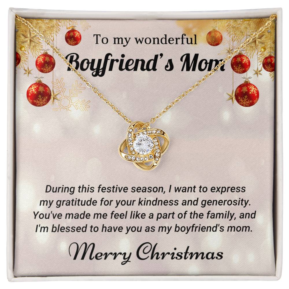 To My Wonderful Boyfriend's Mom - Part of the Family - Christmas Gift - Love Knot Necklace
