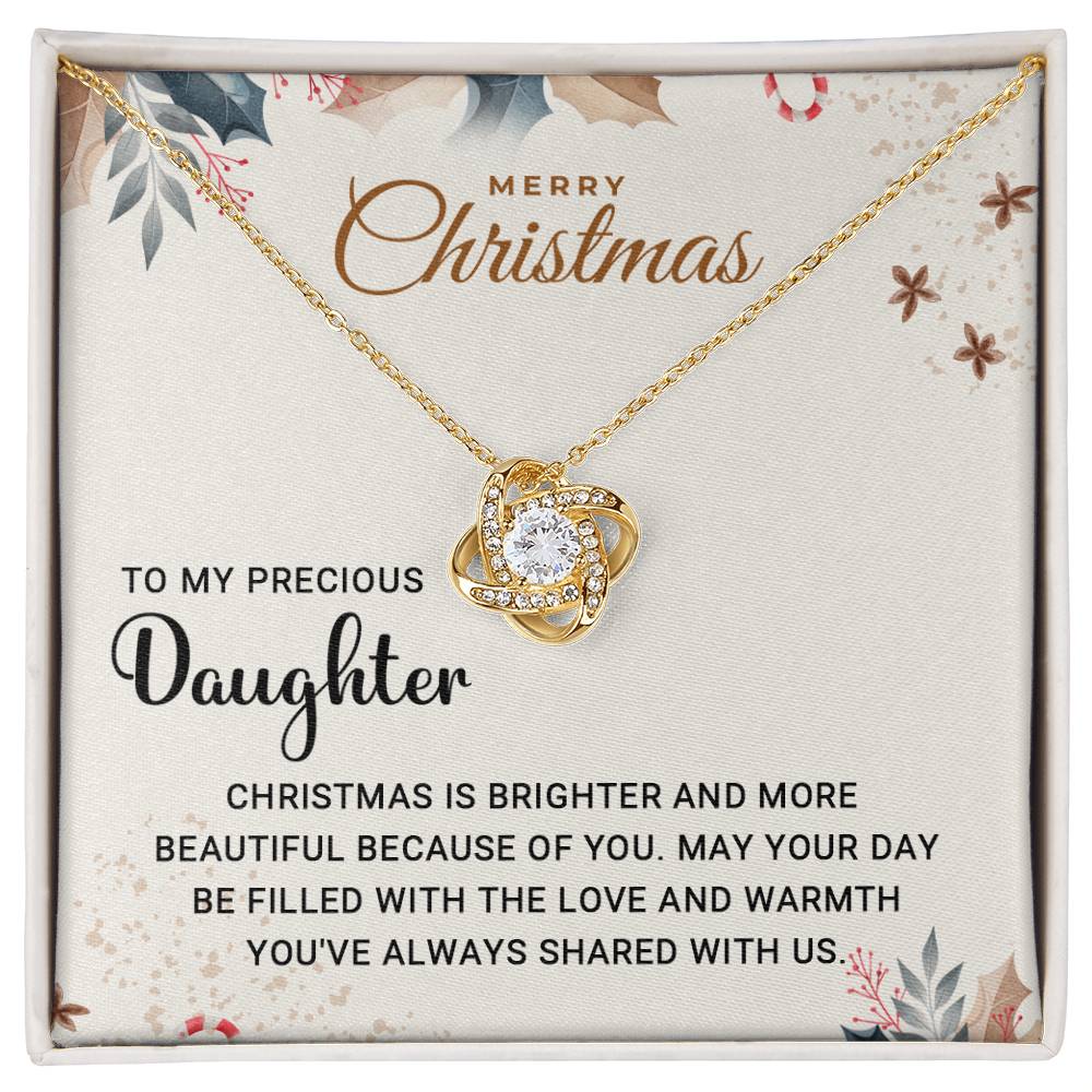 To My Precious Daughter - Wonderful - Christmas Gift - Love Knot Necklace