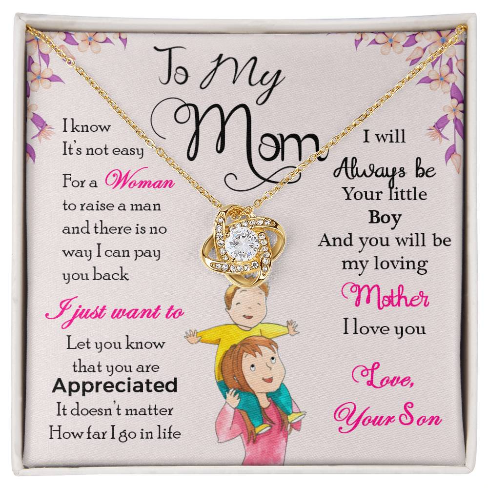 To My Mom, I Will Always Be Your Little Boy -Love Knot Necklace - YERTIZZ.COM