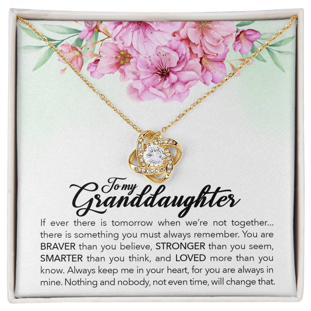 To My Granddaughter, Always Keep Me In Your Heart, -Love Knot Necklace - YERTIZZ.COM