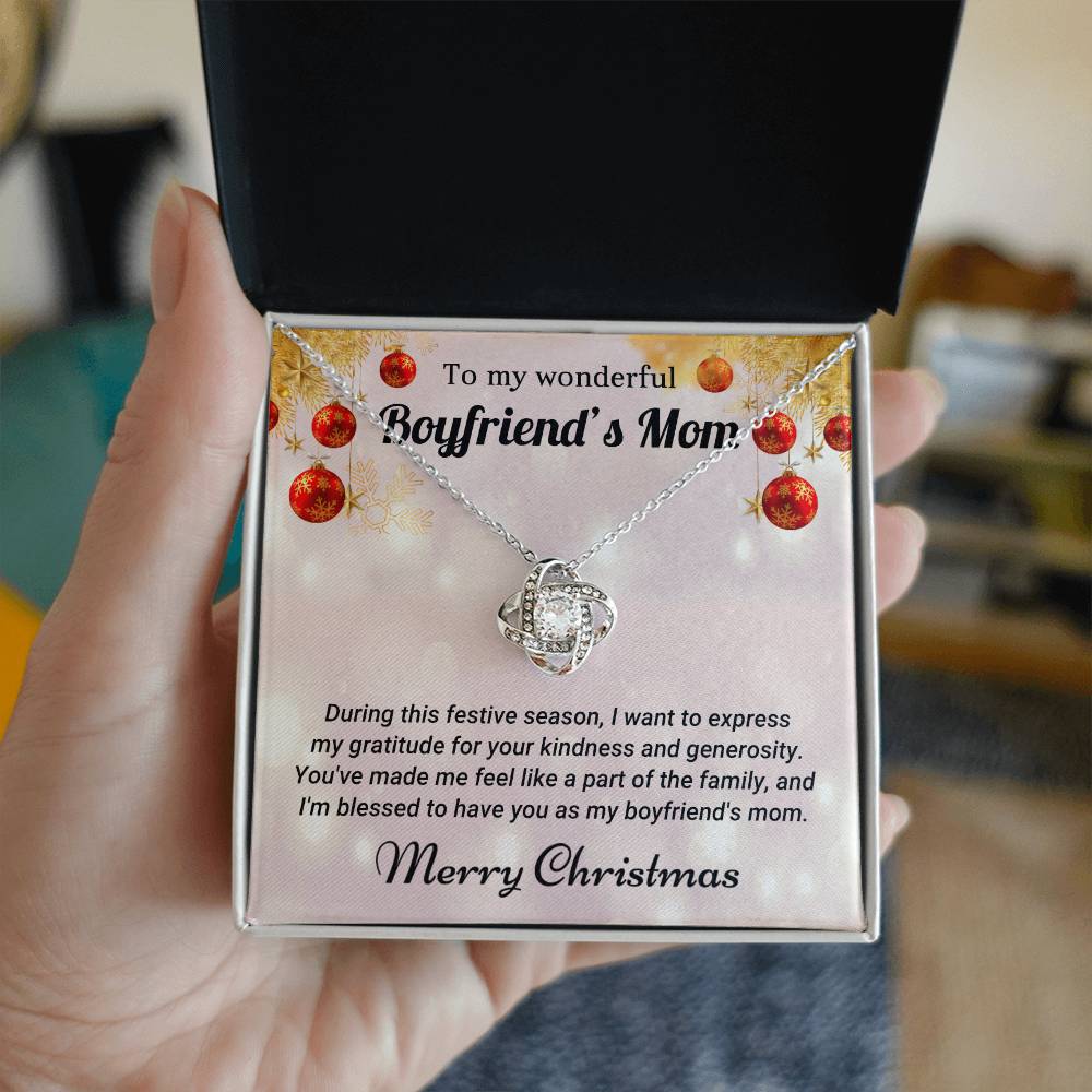 To My Wonderful Boyfriend's Mom - Part of the Family - Christmas Gift - Love Knot Necklace