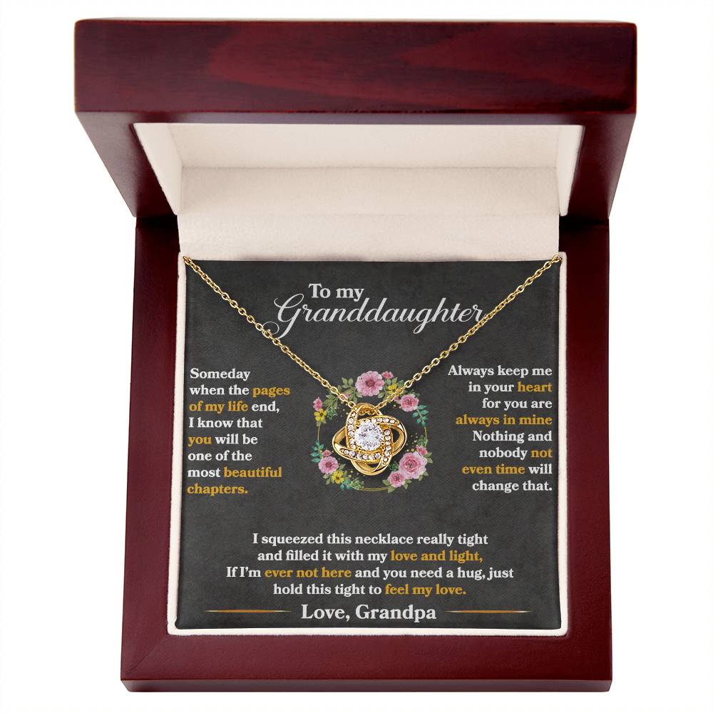 To My Granddaughter, Hold This Tight To Feel My Love -Love Knot Necklace - YERTIZZ.COM