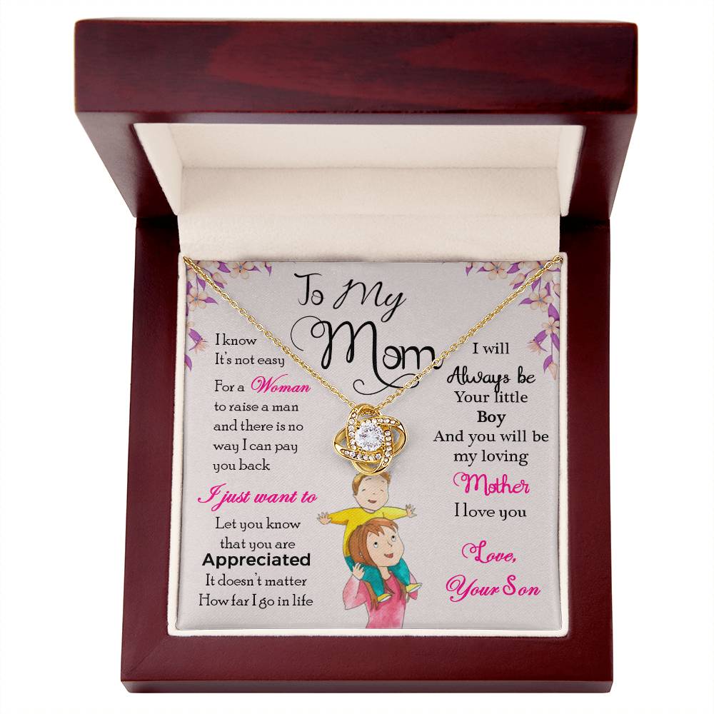 To My Mom, I Will Always Be Your Little Boy -Love Knot Necklace - YERTIZZ.COM