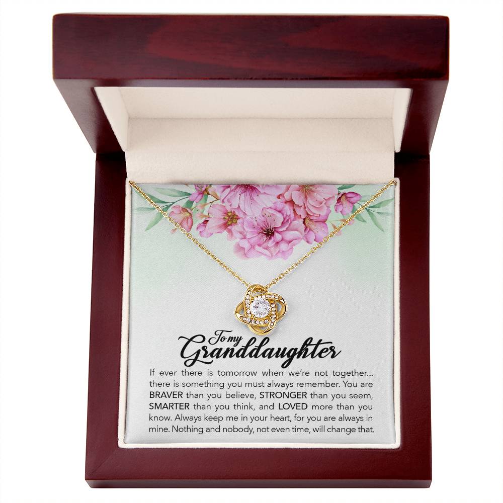To My Granddaughter, Always Keep Me In Your Heart, -Love Knot Necklace - YERTIZZ.COM