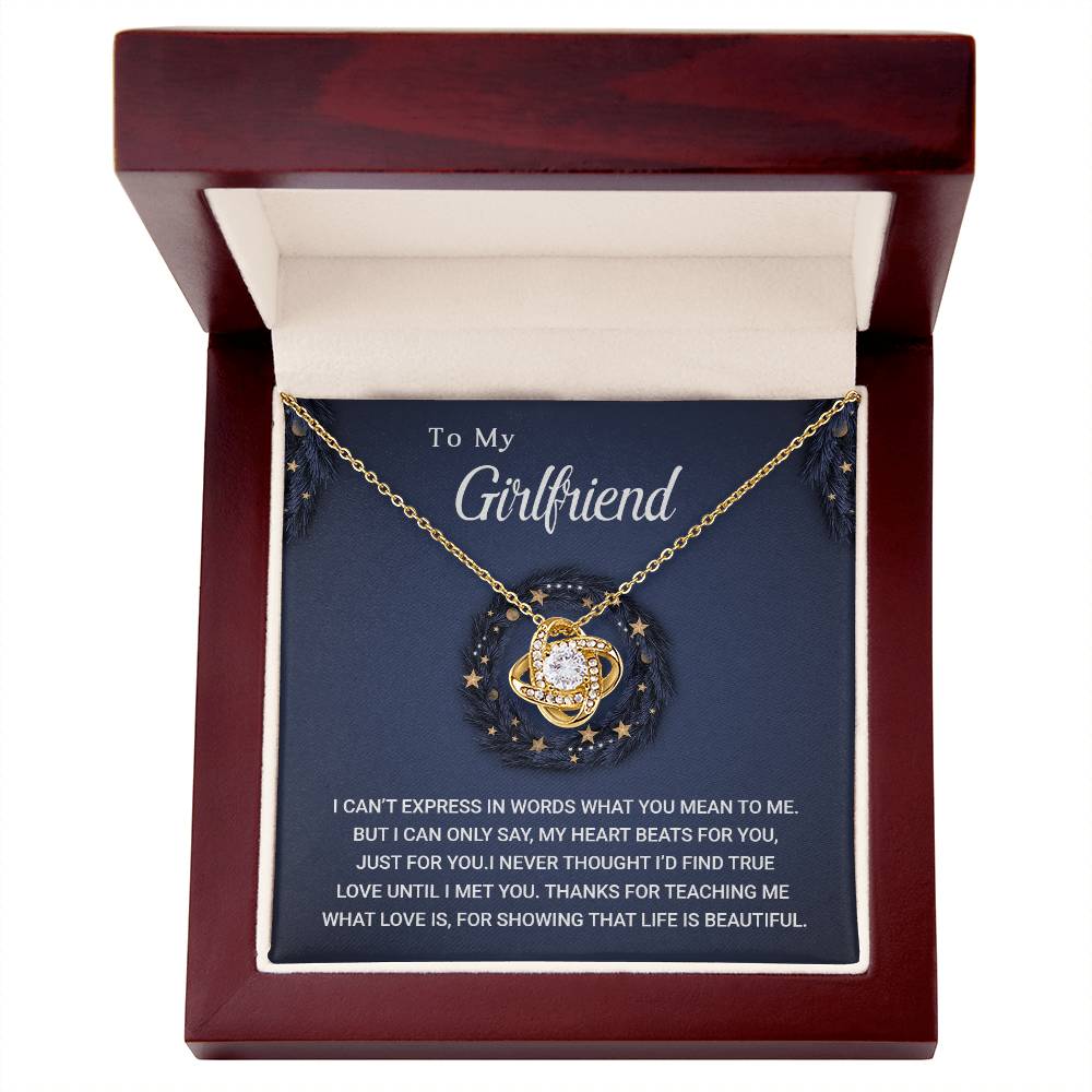 To My Girlfriend - Life is Beautiful - Christmas Gift - Love Knot Necklace