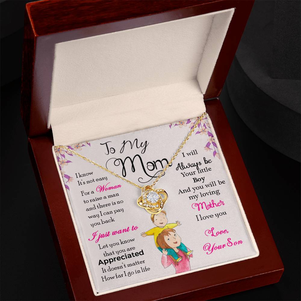 To My Mom, I Will Always Be Your Little Boy -Love Knot Necklace - YERTIZZ.COM