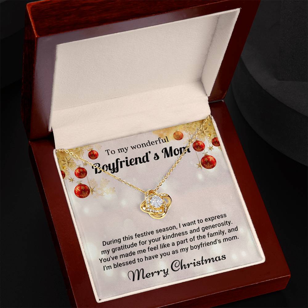 To My Wonderful Boyfriend's Mom - Part of the Family - Christmas Gift - Love Knot Necklace