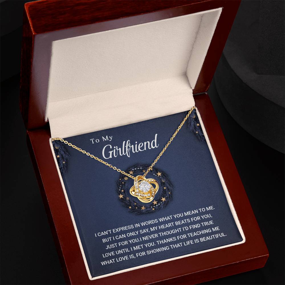 To My Girlfriend - Life is Beautiful - Christmas Gift - Love Knot Necklace