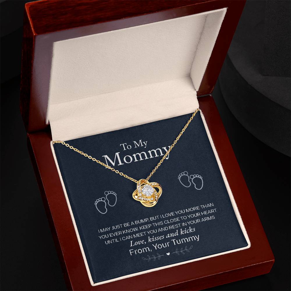 To My Mommy, Love From Your Tummy -Love Knot Necklace - YERTIZZ.COM