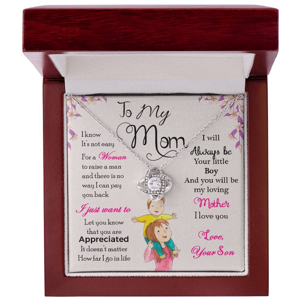 To My Mom, I Will Always Be Your Little Boy -Love Knot Necklace - YERTIZZ.COM