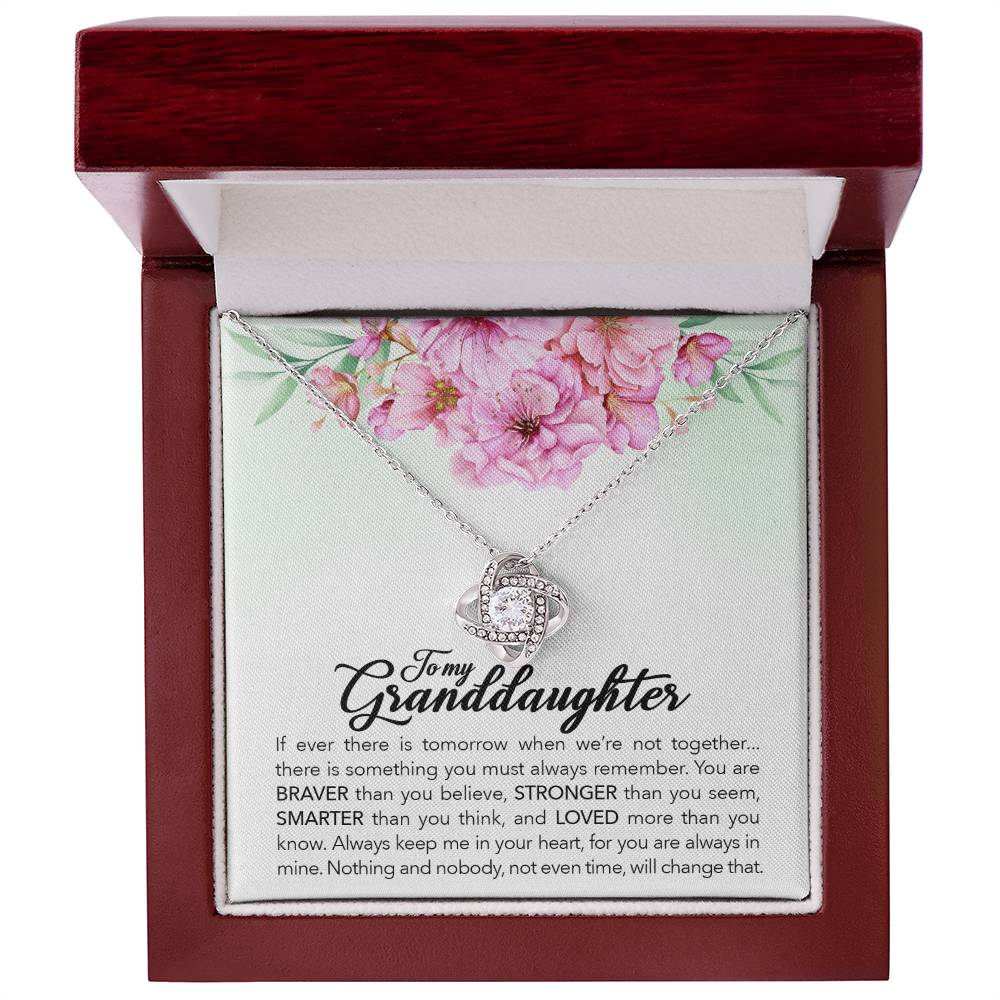 To My Granddaughter, Always Keep Me In Your Heart, -Love Knot Necklace - YERTIZZ.COM